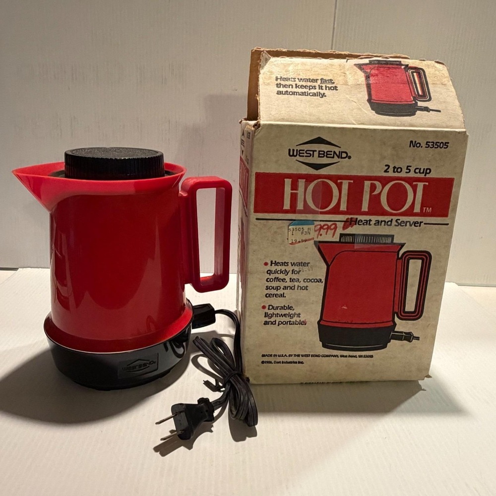 West‎ Bend Vintage Hot Pot 36 Oz  2-6 Cup Plug In NOS New Old Stock TESTED Tea